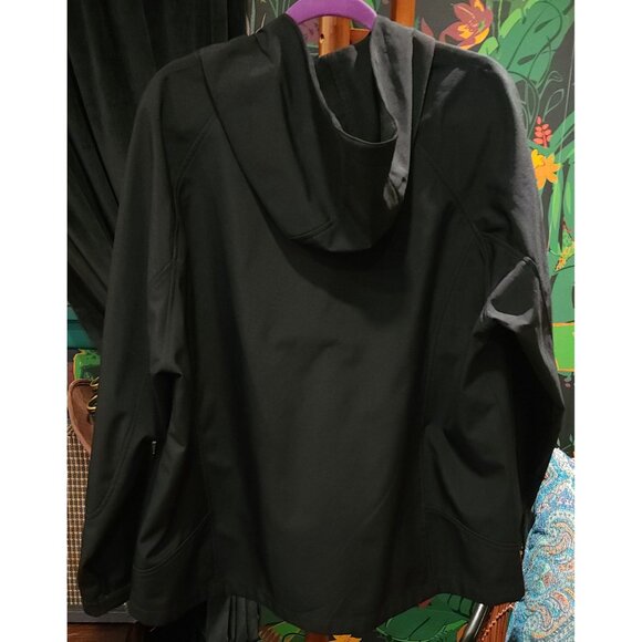 Women's Black Hooded Jacket 3X 22W-24W W/ Pink Accents Full Zip Pockets Polyeste - Picture 3 of 16
